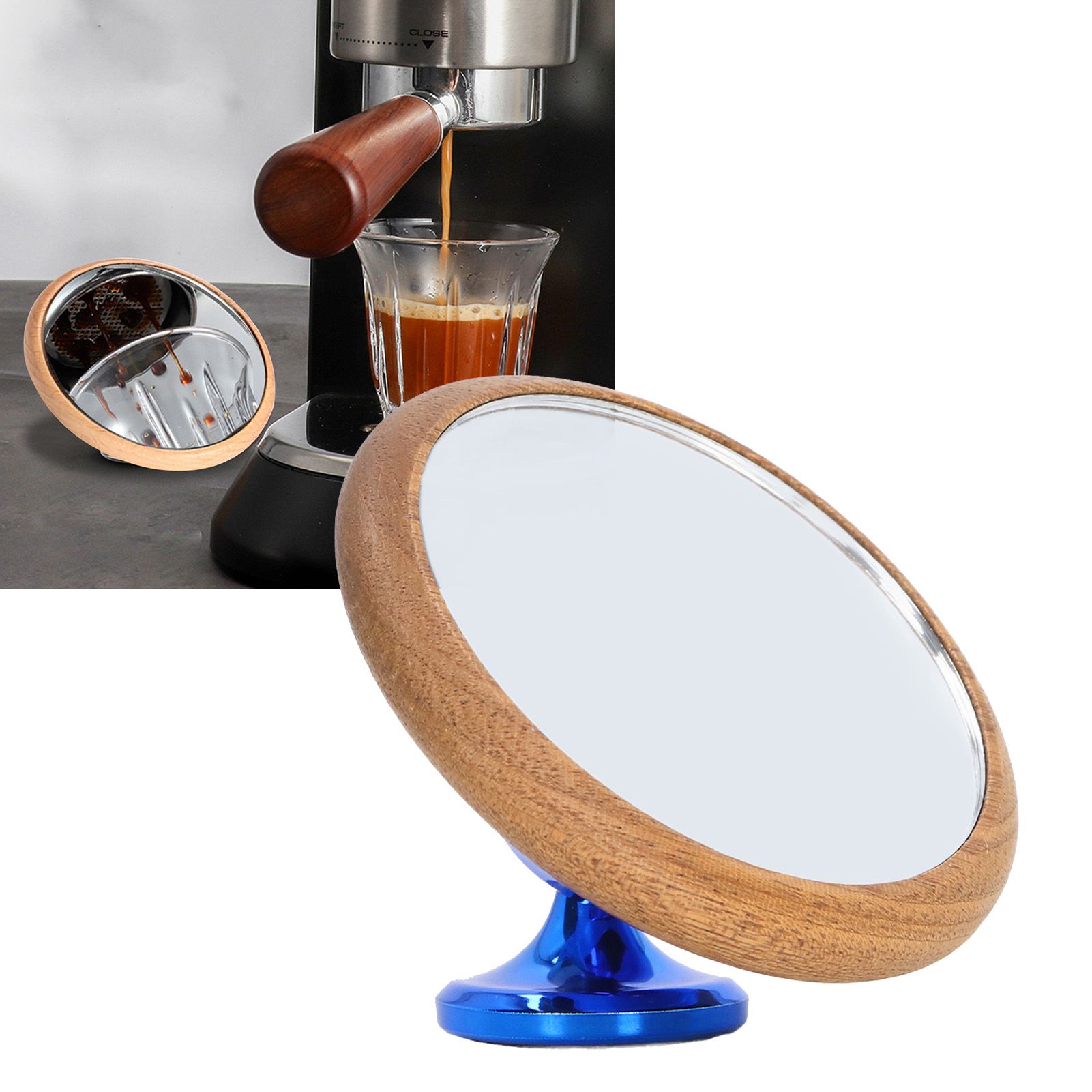Coffee Flow Rate Observation Reflective Mirror Walnut 360 Degree Rotatable view 12