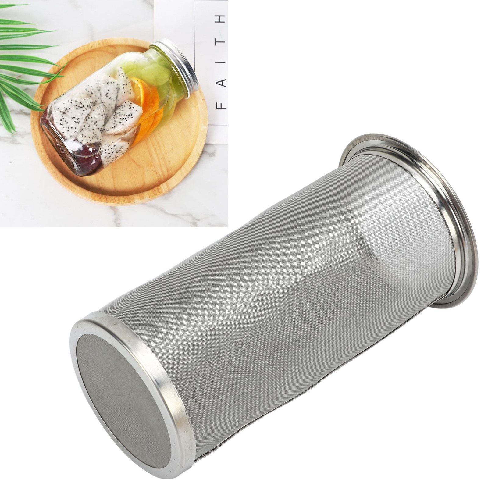 Cold Brew Coffee Filter Stainless Steel Reusable Wide Mouth Mesh Cylindrical view 12