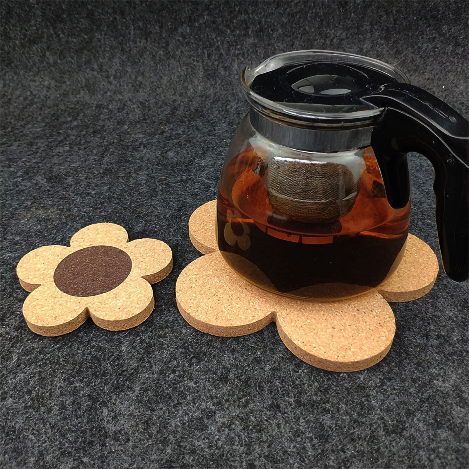 Flower Wooden Coaster Nordic Style Flower Shape Cork Coaster Kitchen view 2