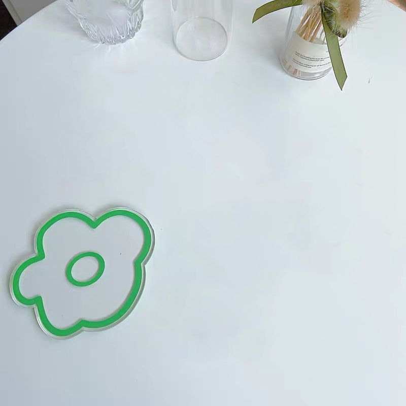 Acrylic Flower Coaster Heat Insulation Cute Flower Transparent Stable view 5