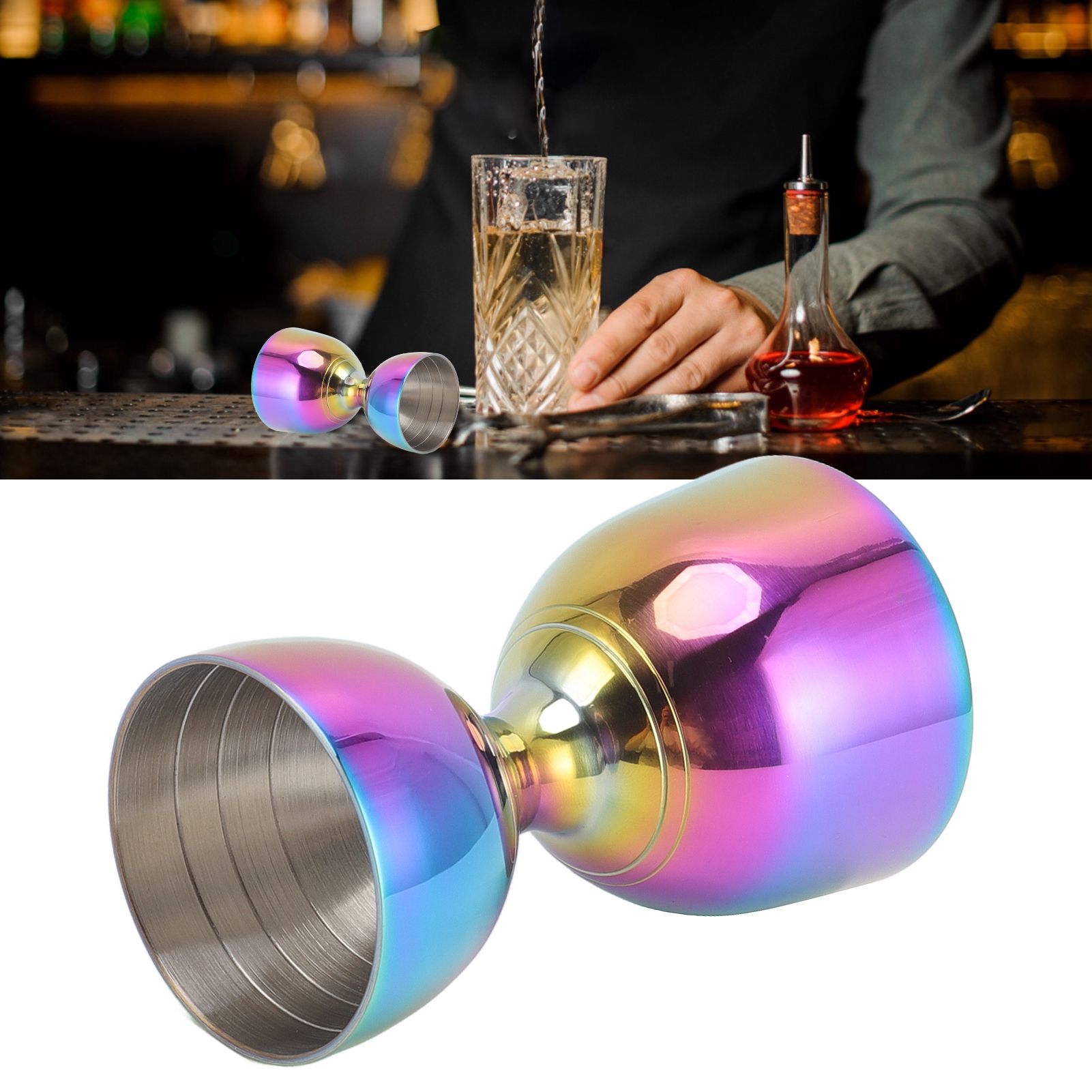 Cocktail Jigger 30/60ml Stainless Steel Durable High Accuracy Wide Opening view 12