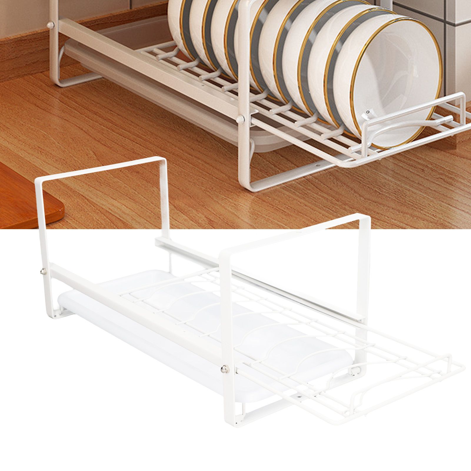 Kitchen Cabinet Storage Shelf Rack Bowls Dishes Plates Drainboard Holder view 11