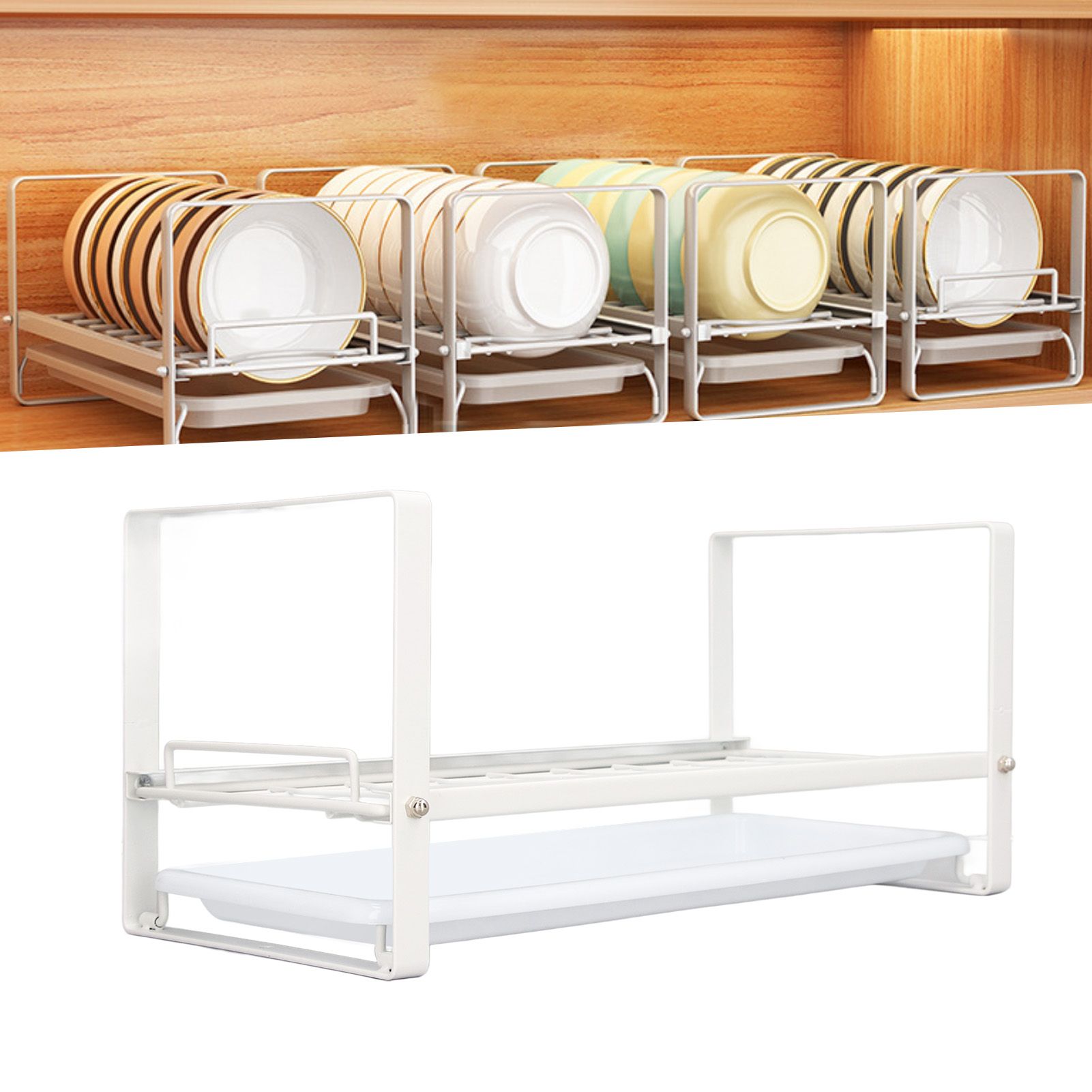 Kitchen Cabinet Storage Shelf Rack Bowls Dishes Plates Drainboard Holder view 12