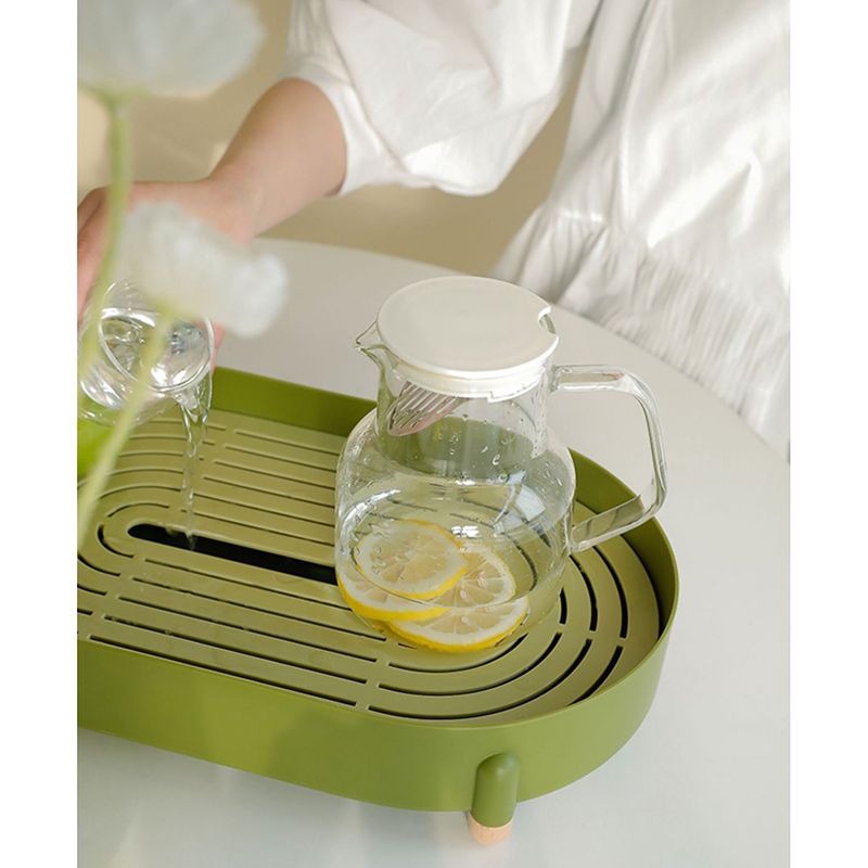 Tea Tray Simple Double Layer Pure Color Uniform Draining Holes Detachable view 6