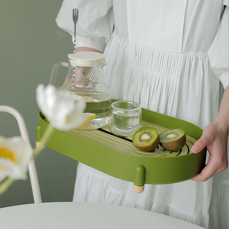 Tea Tray Simple Double Layer Pure Color Uniform Draining Holes Detachable view 7