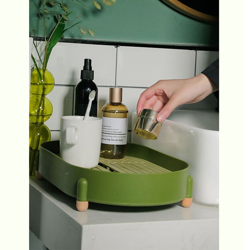 Tea Tray Simple Double Layer Pure Color Uniform Draining Holes Detachable view 8