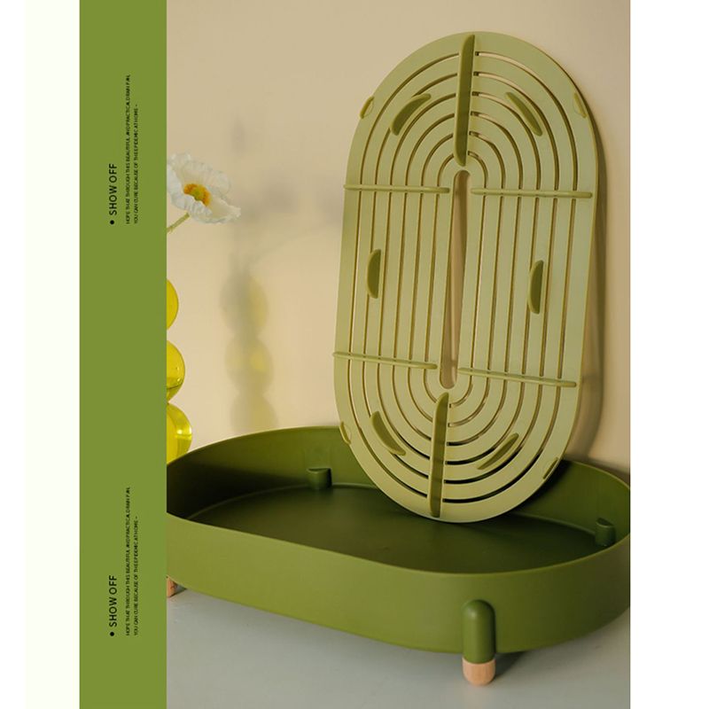 Tea Tray Simple Double Layer Pure Color Uniform Draining Holes Detachable view 9