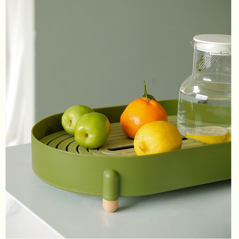 Tea Tray Simple Double Layer Pure Color Uniform Draining Holes Detachable view 11