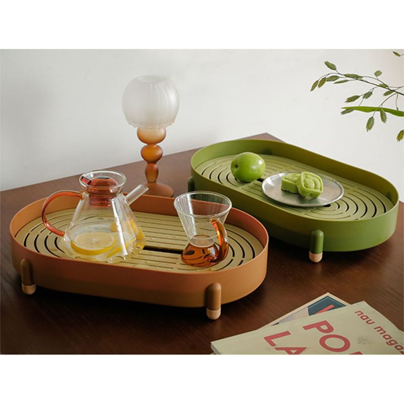 Tea Tray Simple Double Layer Pure Color Uniform Draining Holes Detachable view 2
