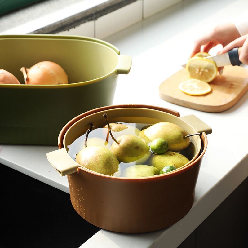 Drain Colander Double Layer Detachable Increased Deepened Capacity Plastic view 4