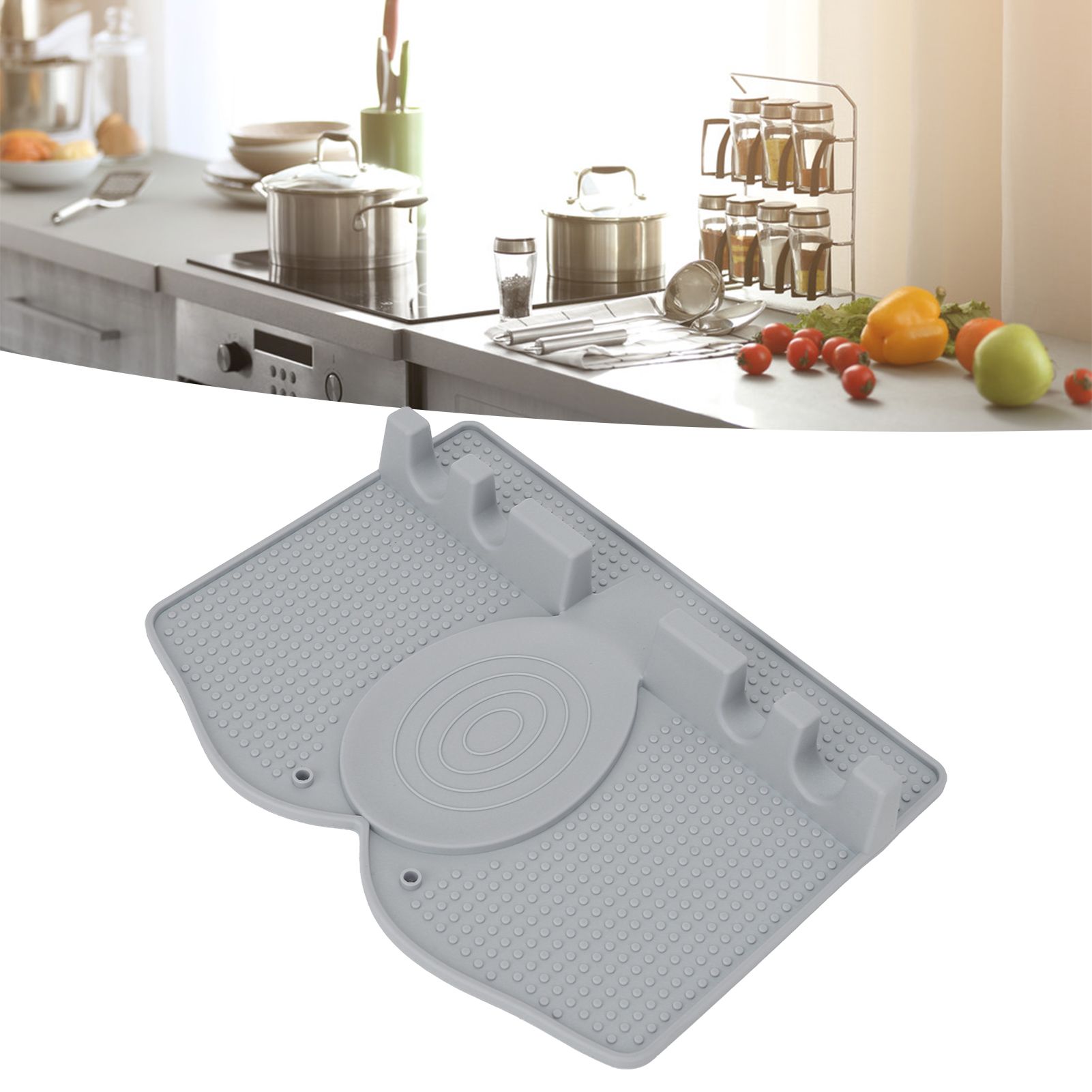 Silicone Utensil Rest Heat Resistant Non Slip Silicone Utensil Holder with view 12