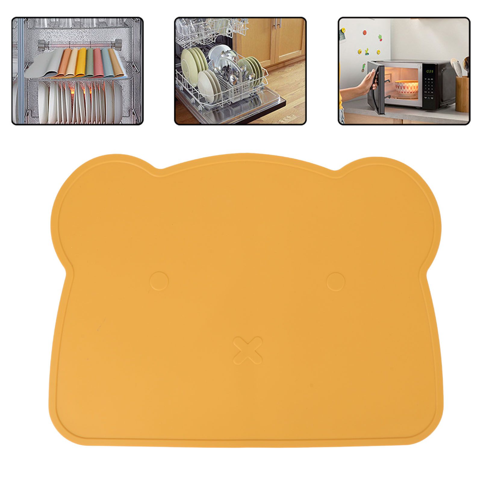 Silicone Placemat Thicken Heat Insulation Anti Slip Soft Elastic Silicone Bear view 11