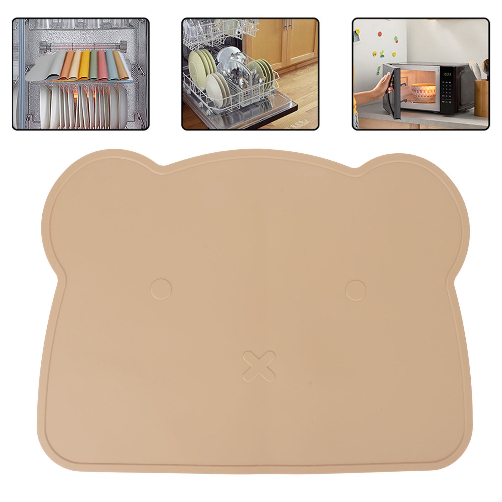 Silicone Placemat Thicken Heat Insulation Anti Slip Soft Elastic Silicone Bear view 12