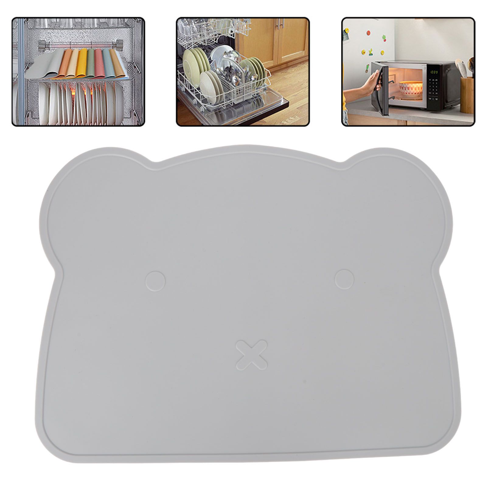 Silicone Placemat Thicken Heat Insulation Anti Slip Soft Elastic Silicone Bear view 11