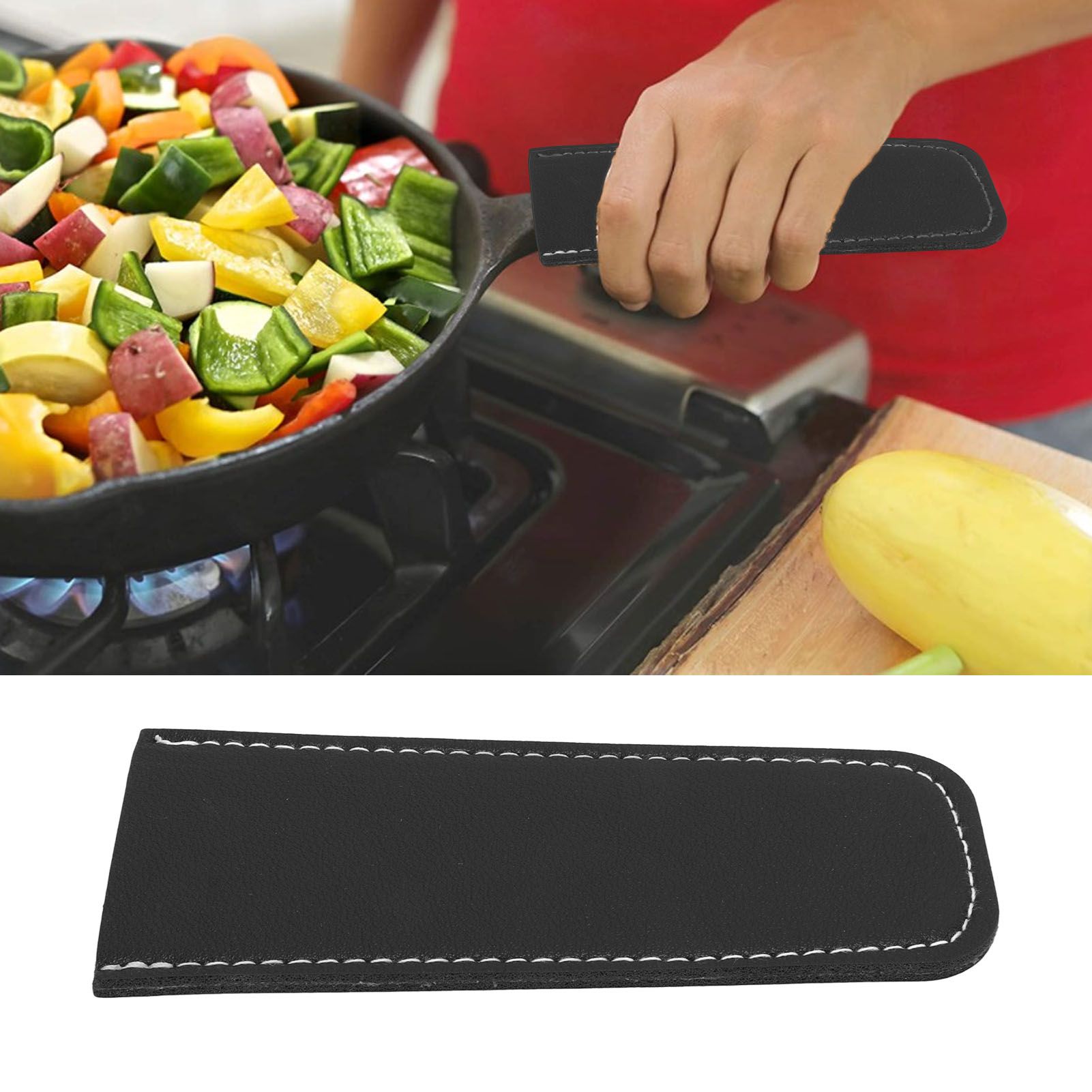 Pan Handle Cover PU Leather Anti Scald Hot Pot Holder Kitchen Cooking view 12