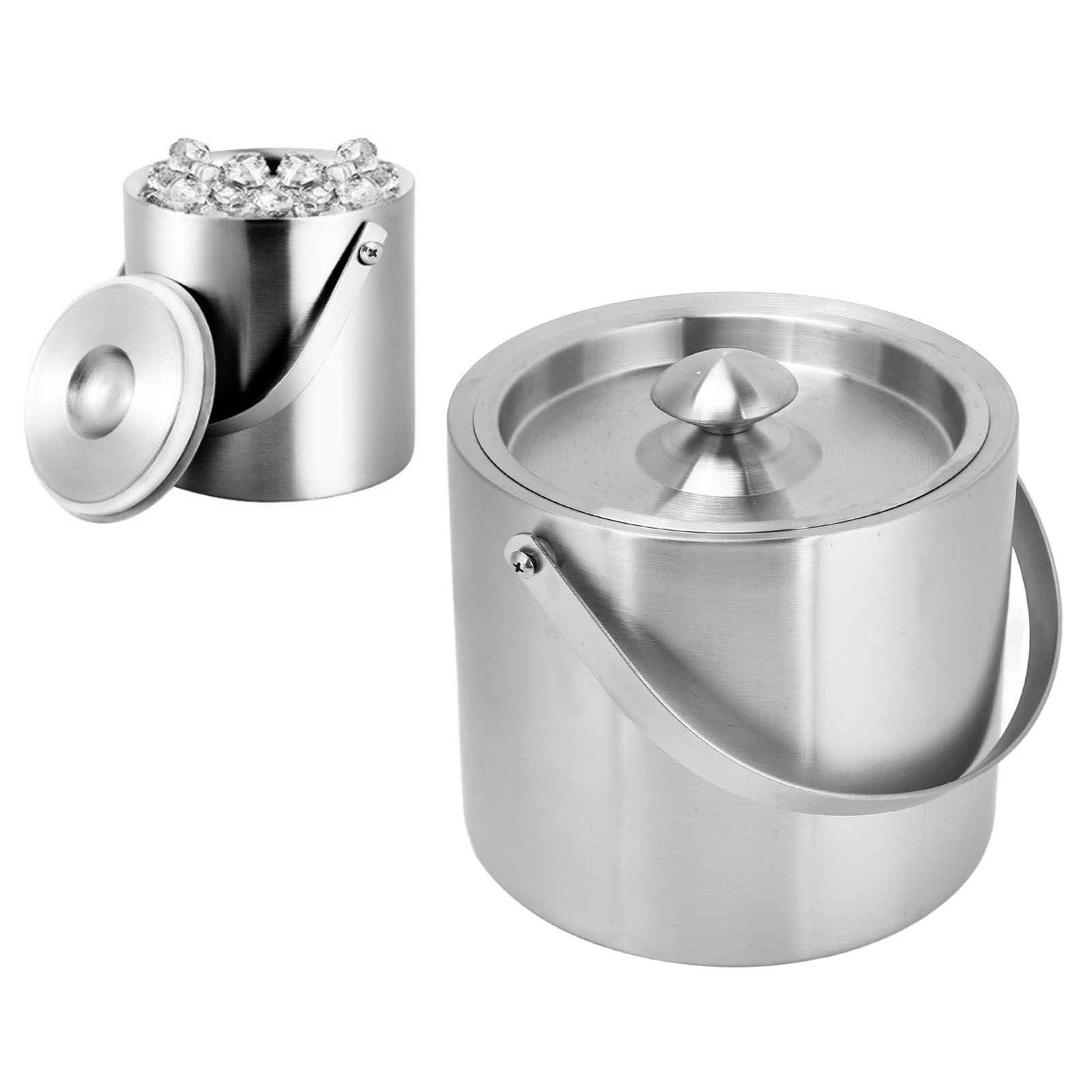 Ice Bucket Stainless Steel 3L Double Wall Insulated Ice Bucket with Lid for view 11
