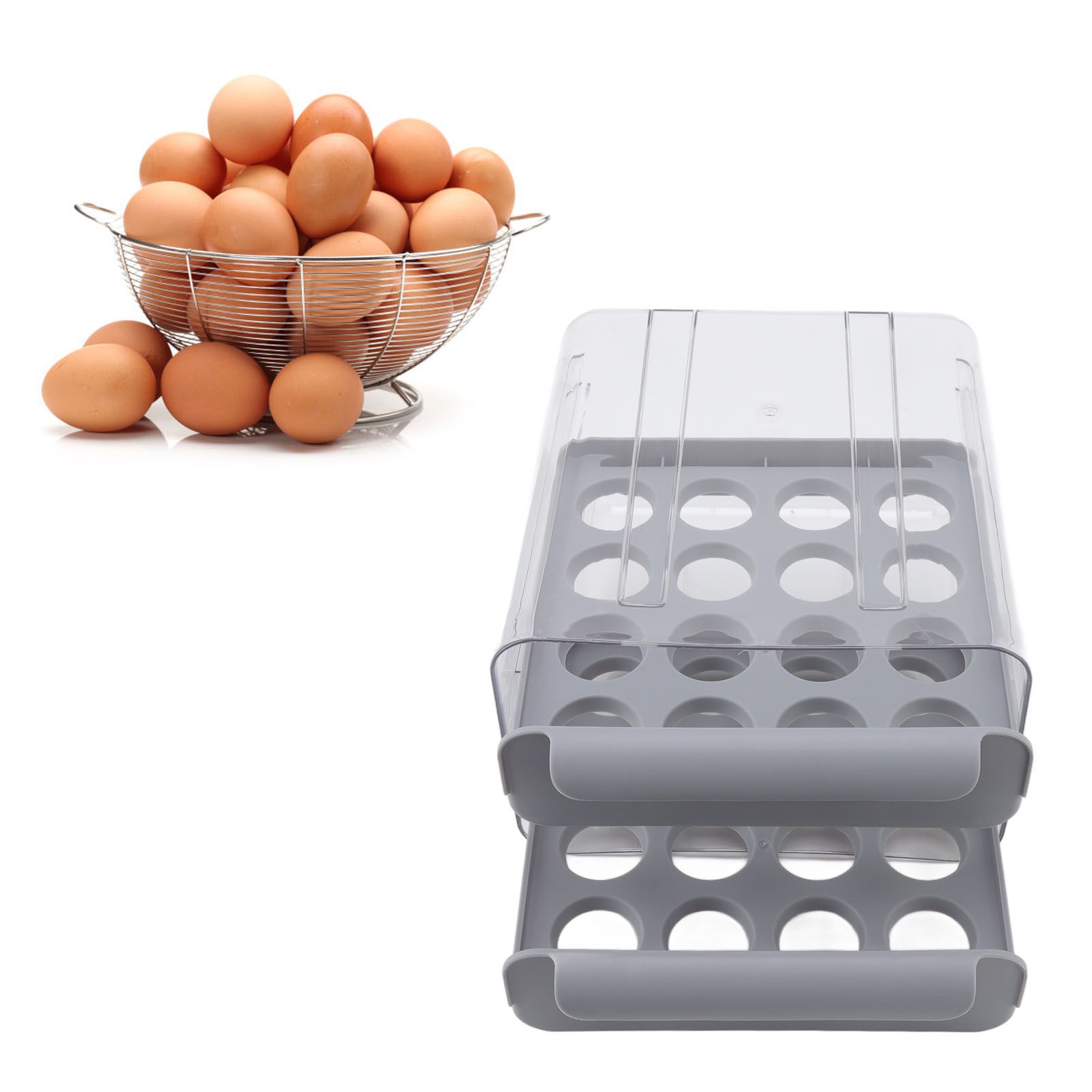 Egg Drawer Double Layer Transparent 32 Lattice Large Capacity Egg Storage Box view 11