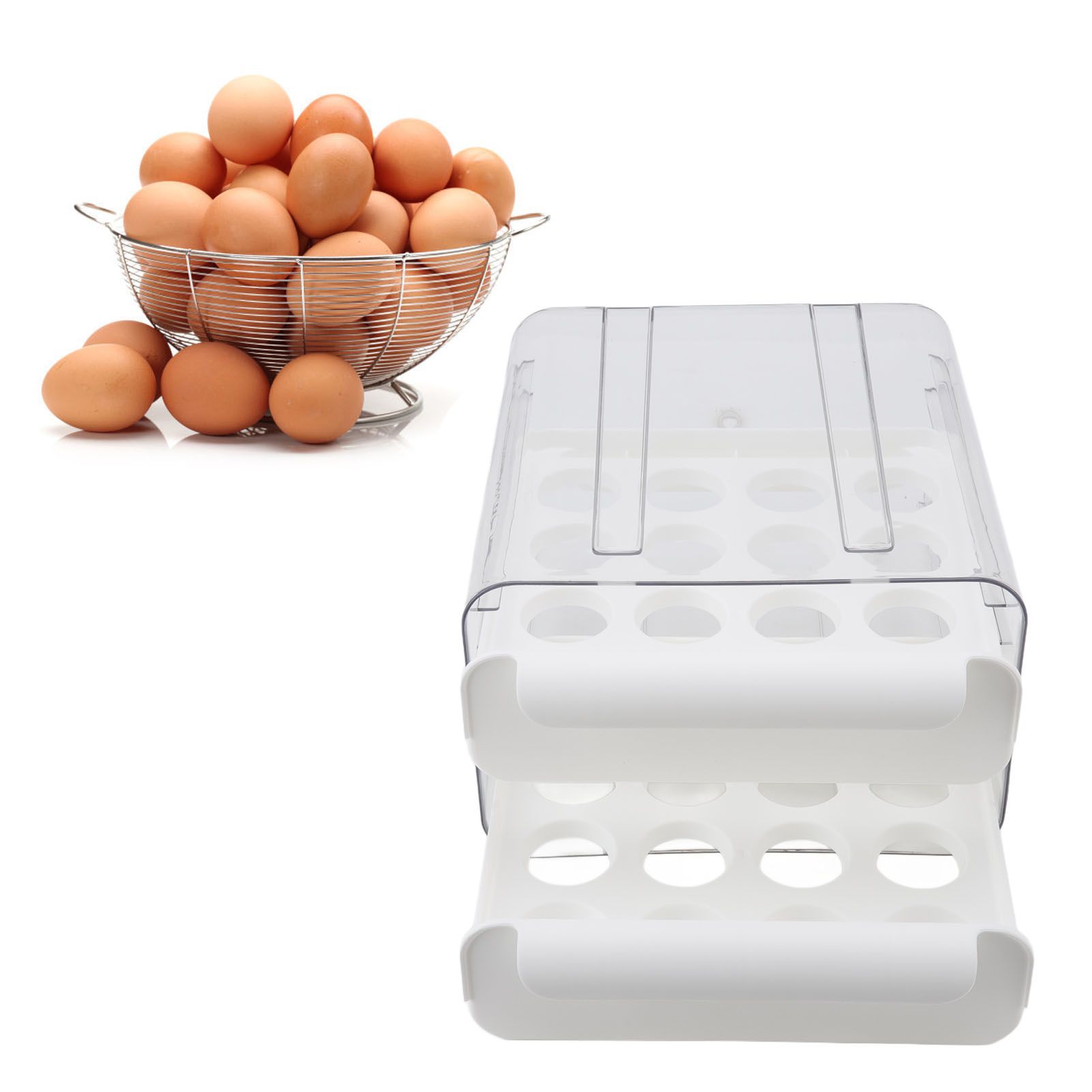 Egg Drawer Double Layer Transparent 32 Lattice Large Capacity Egg Storage Box view 11