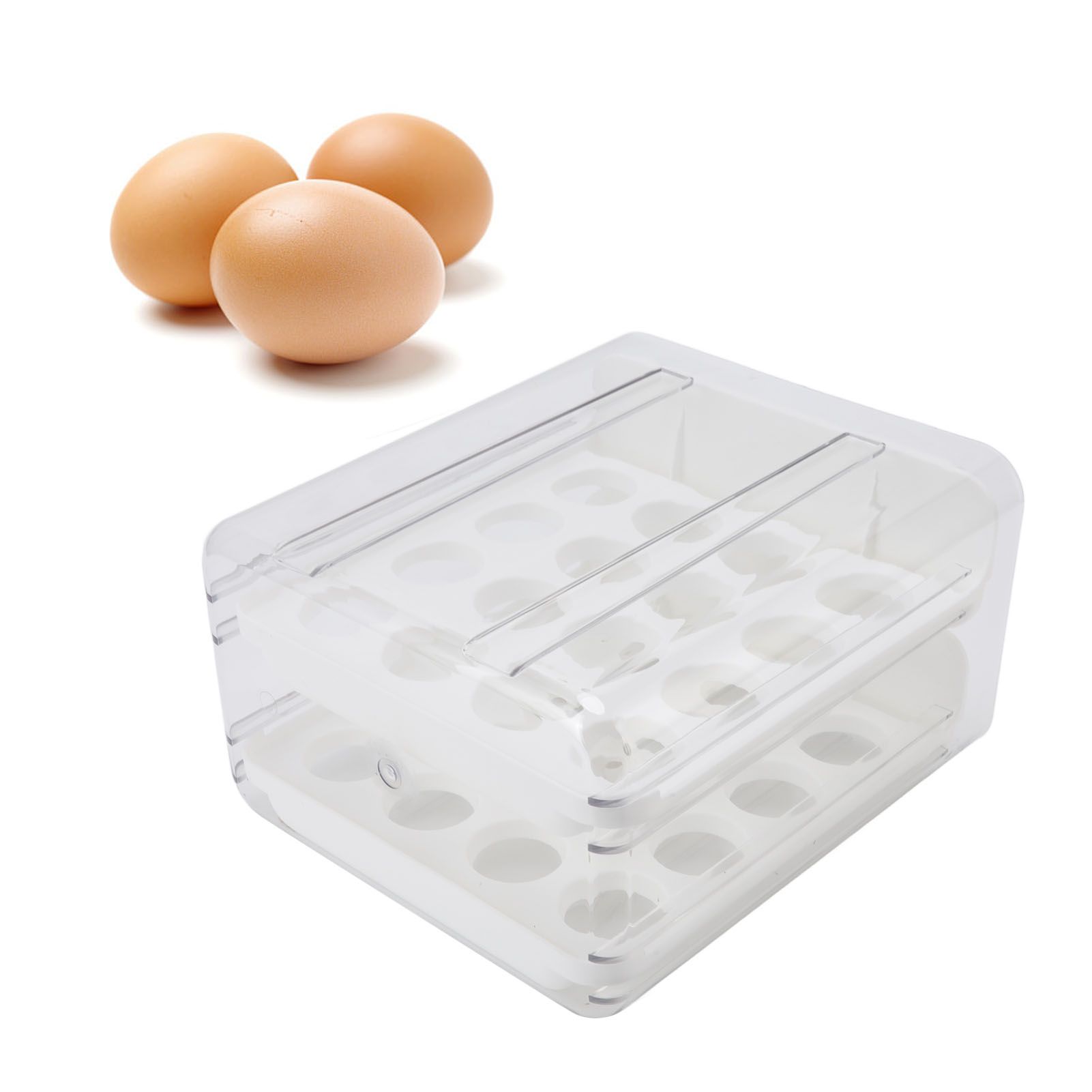 Egg Drawer Double Layer Transparent 32 Lattice Large Capacity Egg Storage Box view 12
