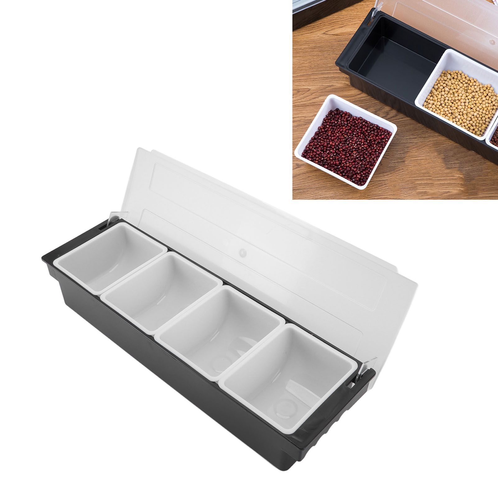 Condiment Caddy Durable Plastic Transparent Lid Detachable Design view 12