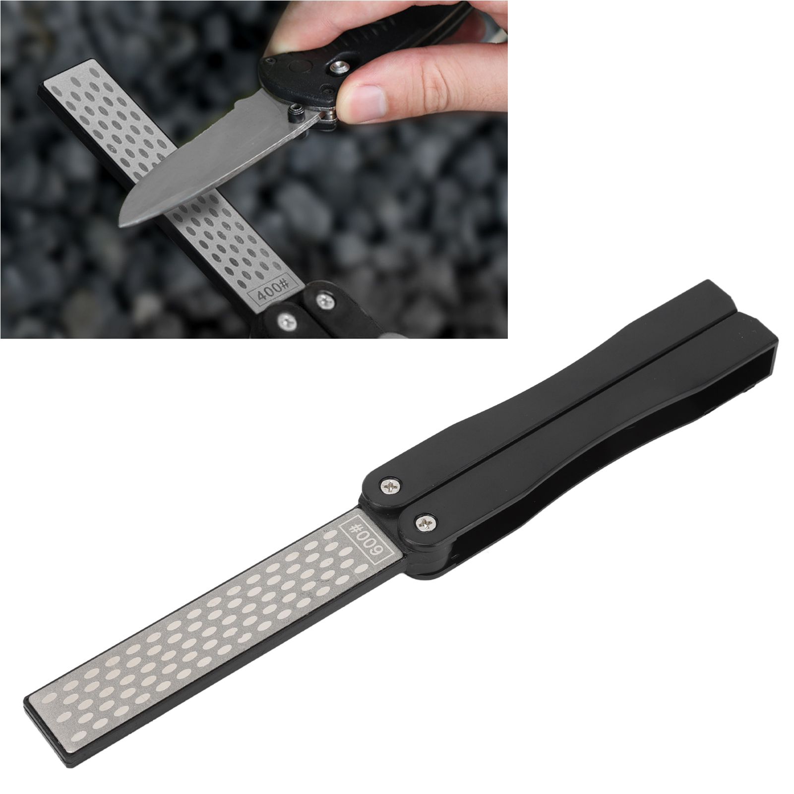 Double Sided Sharpener Portable Emery Fan Shaped Folded Pocket Sharpener for view 11