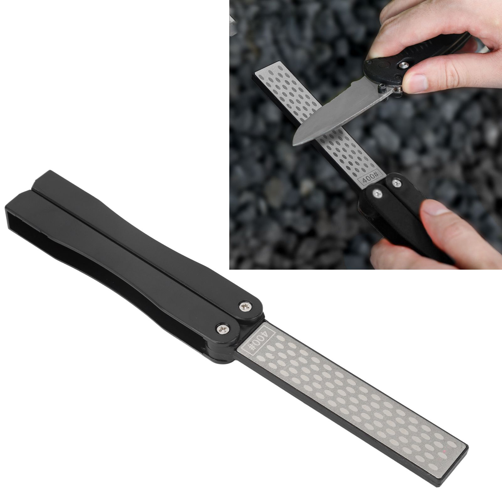 Double Sided Sharpener Portable Emery Fan Shaped Folded Pocket Sharpener for view 12