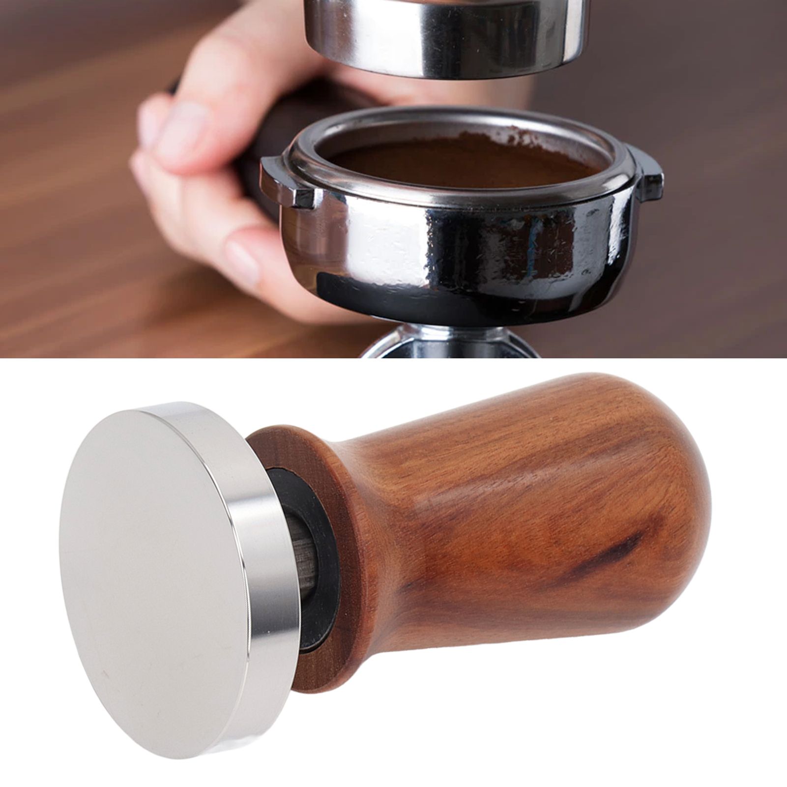 Coffee Tamper Separate Design Stainless Steel Ergonomic Wood Handle Portable view 11