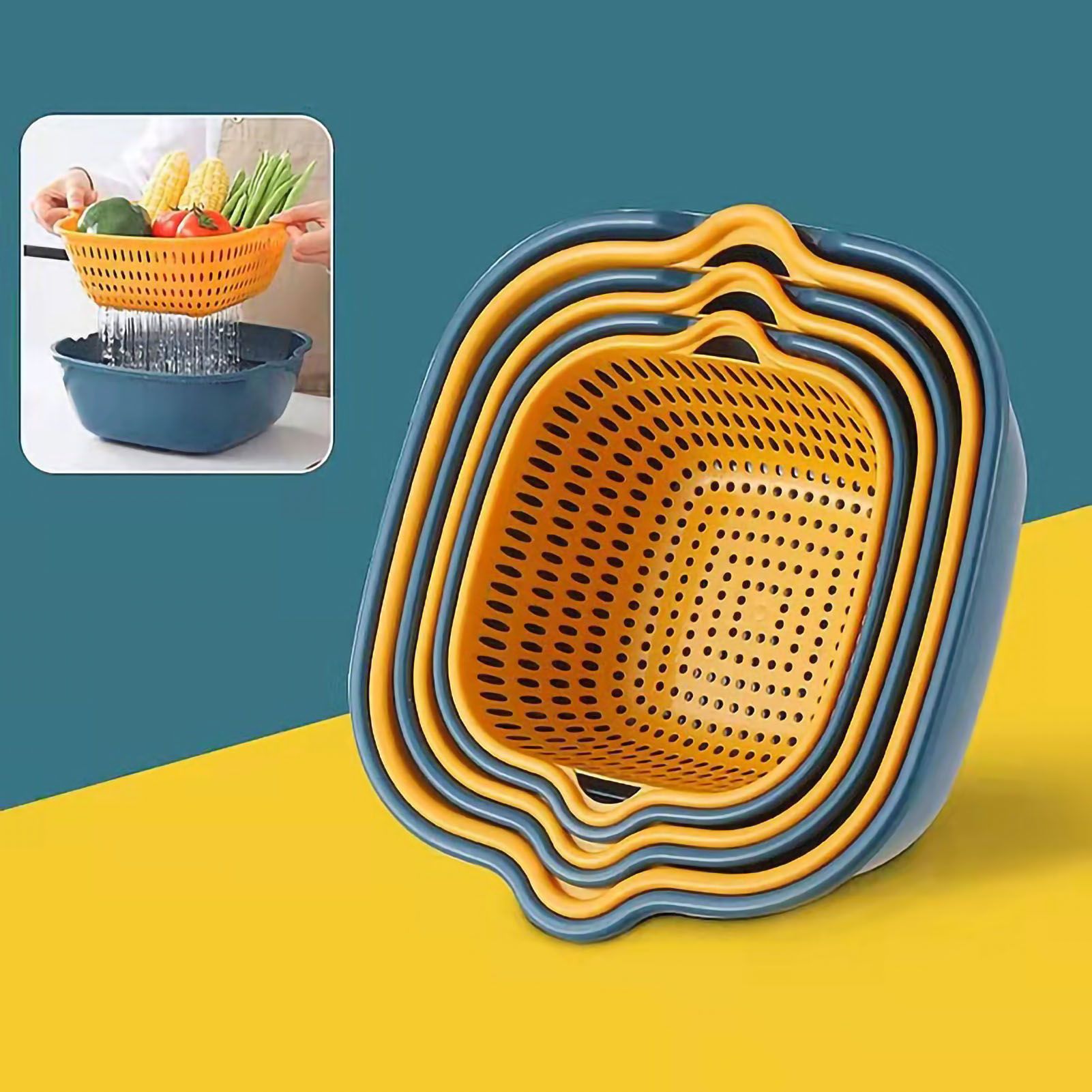 Drain Basket Double Layer Side Handle PP Rapid Draining Thickened Washing view 8
