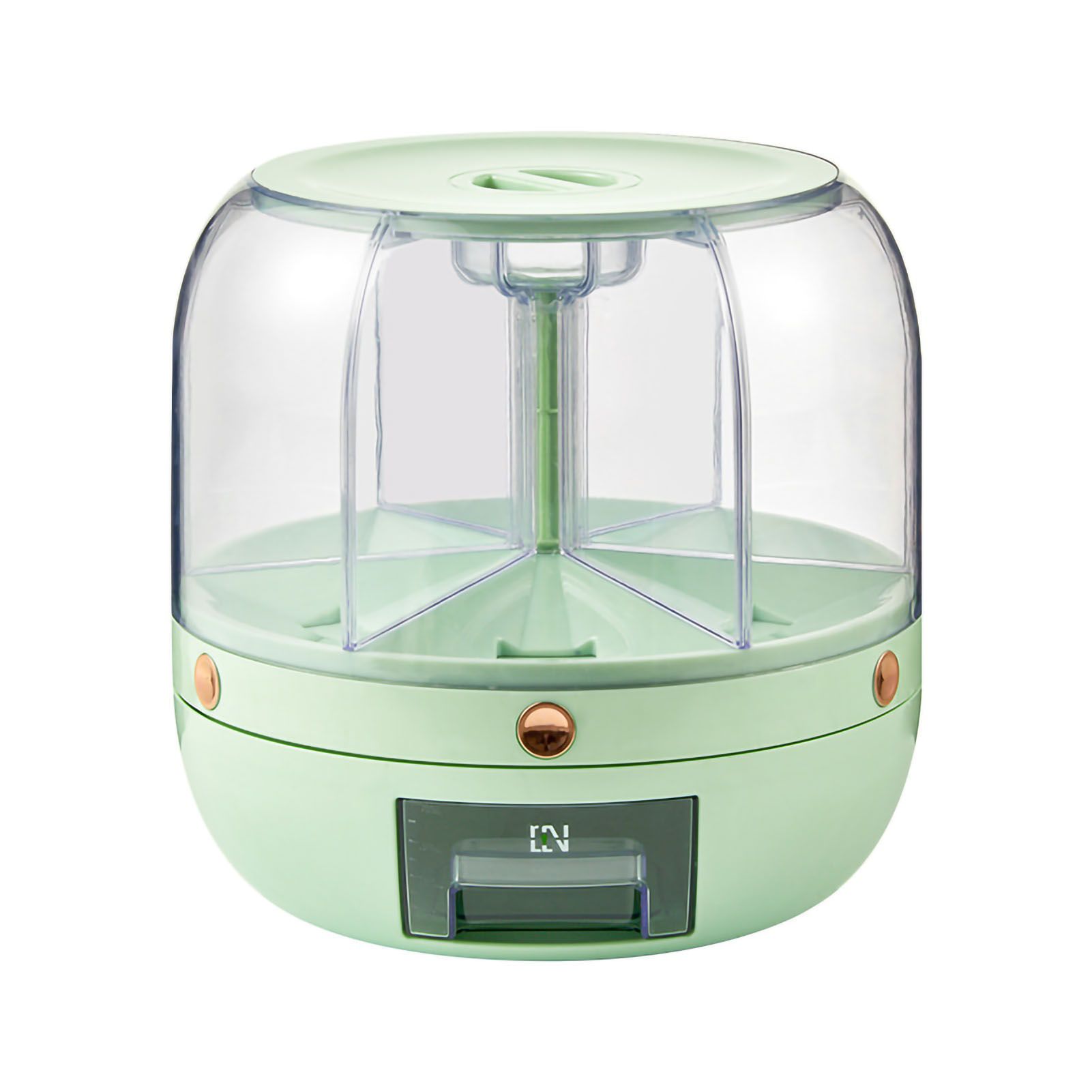 Grains Storage Box Rotatable Transparent Large Capacity Divided Bath Rice Tank