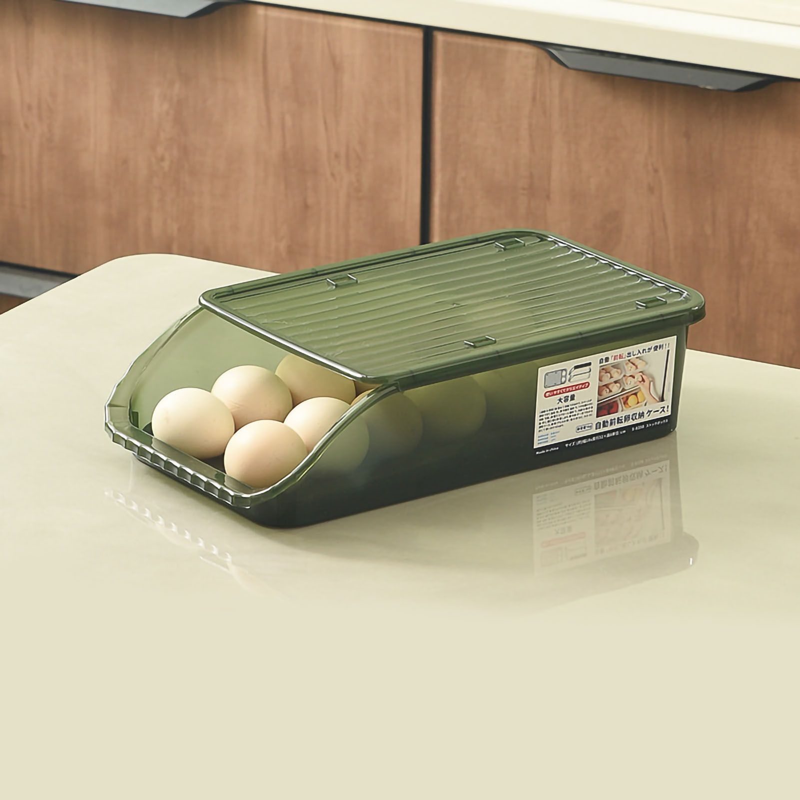 Egg Storage Box Plastic Automatic Rolling Transparent Thickened Grooved Egg