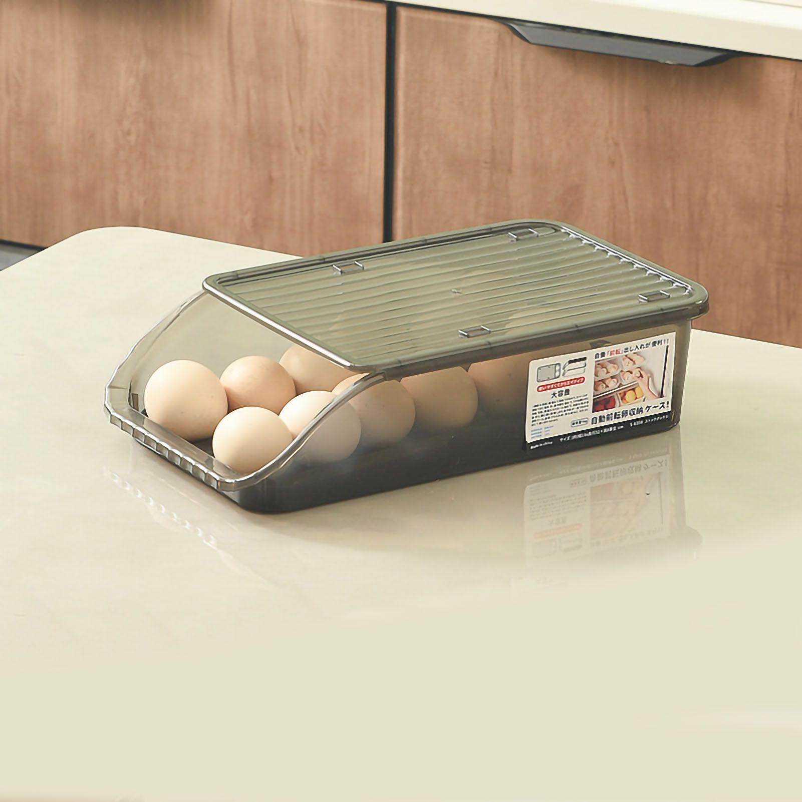 Egg Storage Box Plastic Automatic Rolling Transparent Thickened Grooved Egg