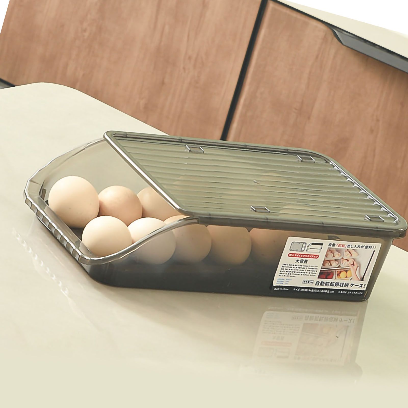 Egg Storage Box Plastic Automatic Rolling Transparent Thickened Grooved Egg view 3