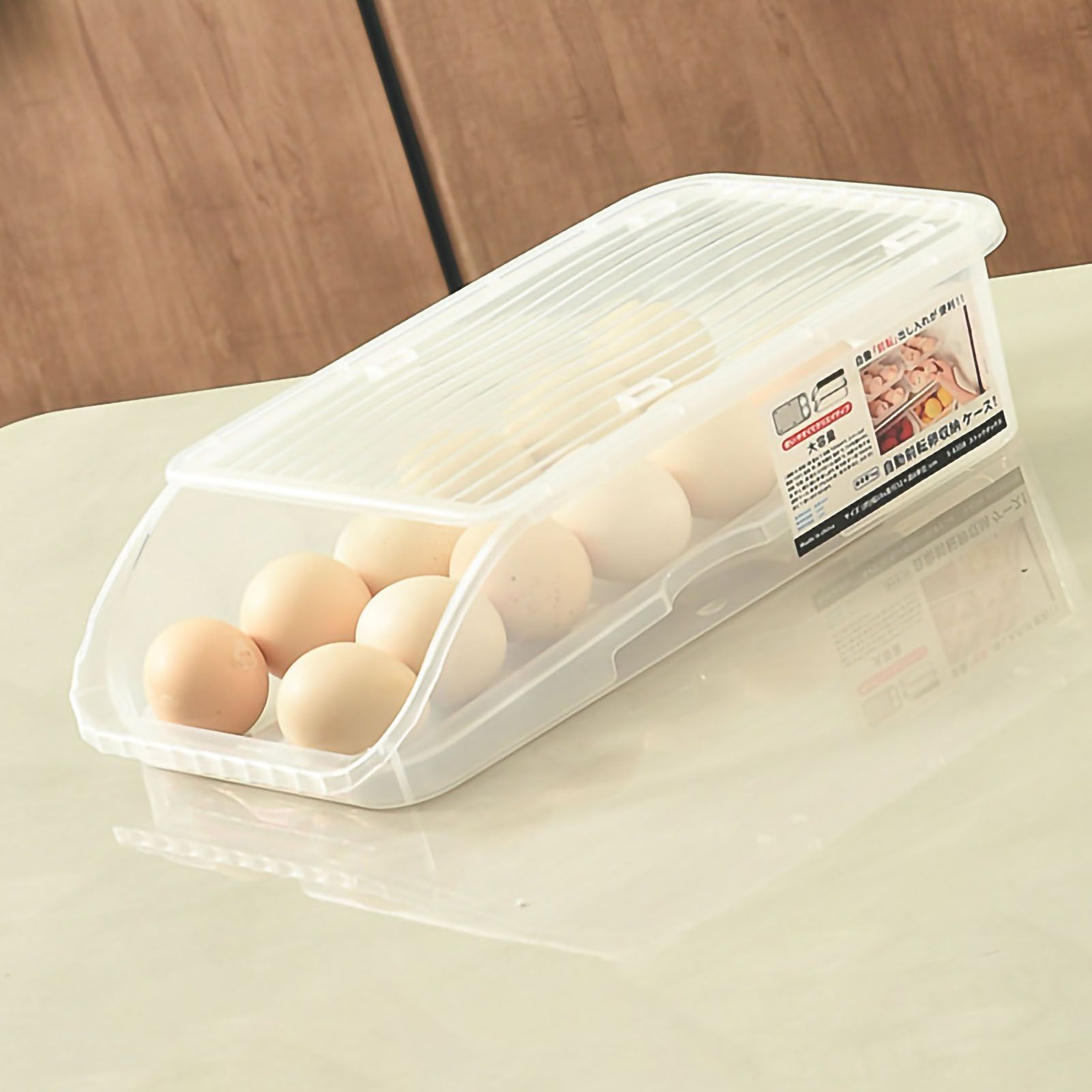 Egg Storage Box Plastic Automatic Rolling Transparent Thickened Grooved Egg view 4