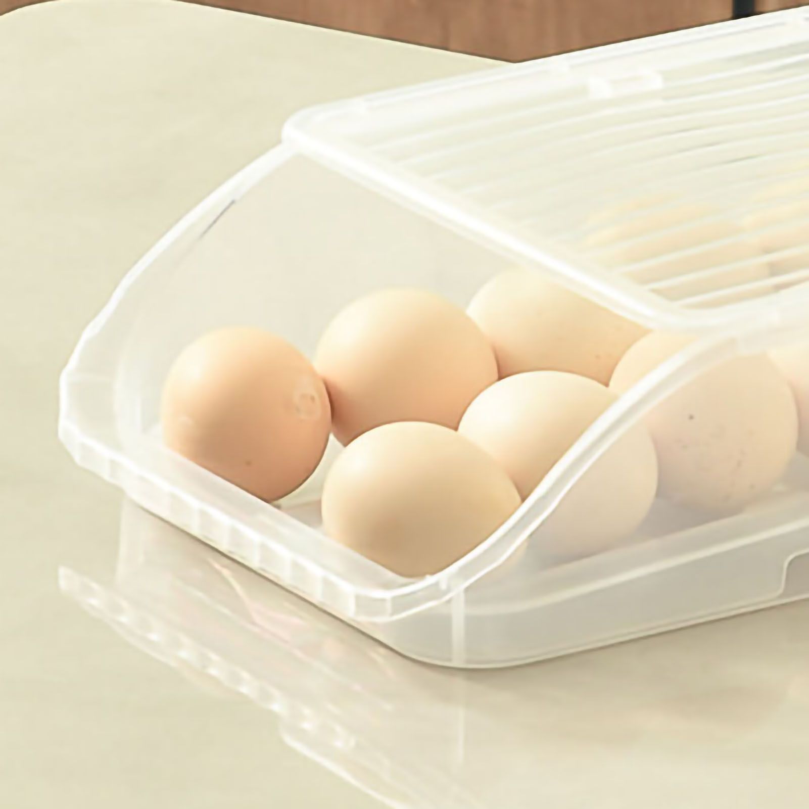 Egg Storage Box Plastic Automatic Rolling Transparent Thickened Grooved Egg view 5