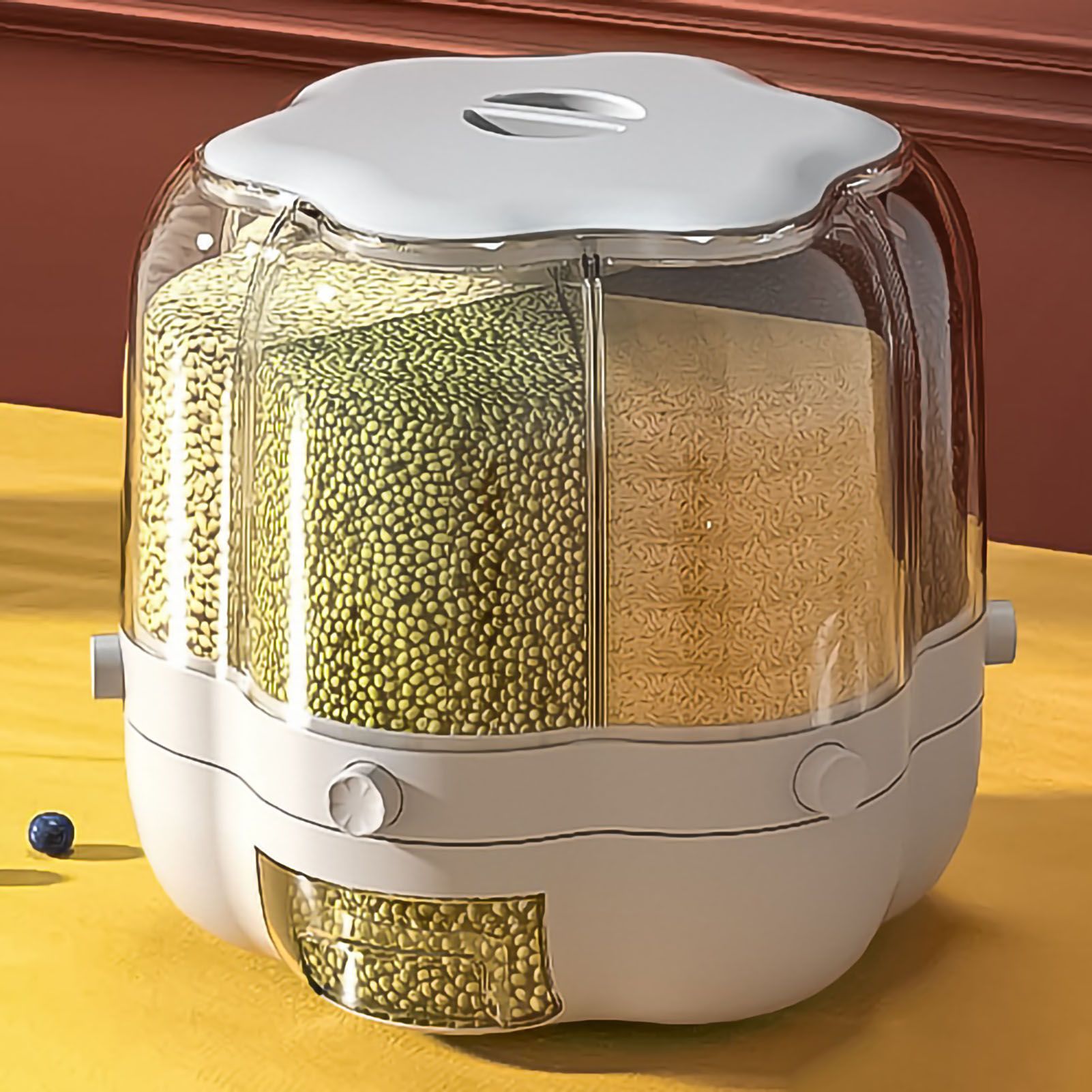 Grains Separate Storage Box Rotating Rice Bucket Food Grade Household Bean