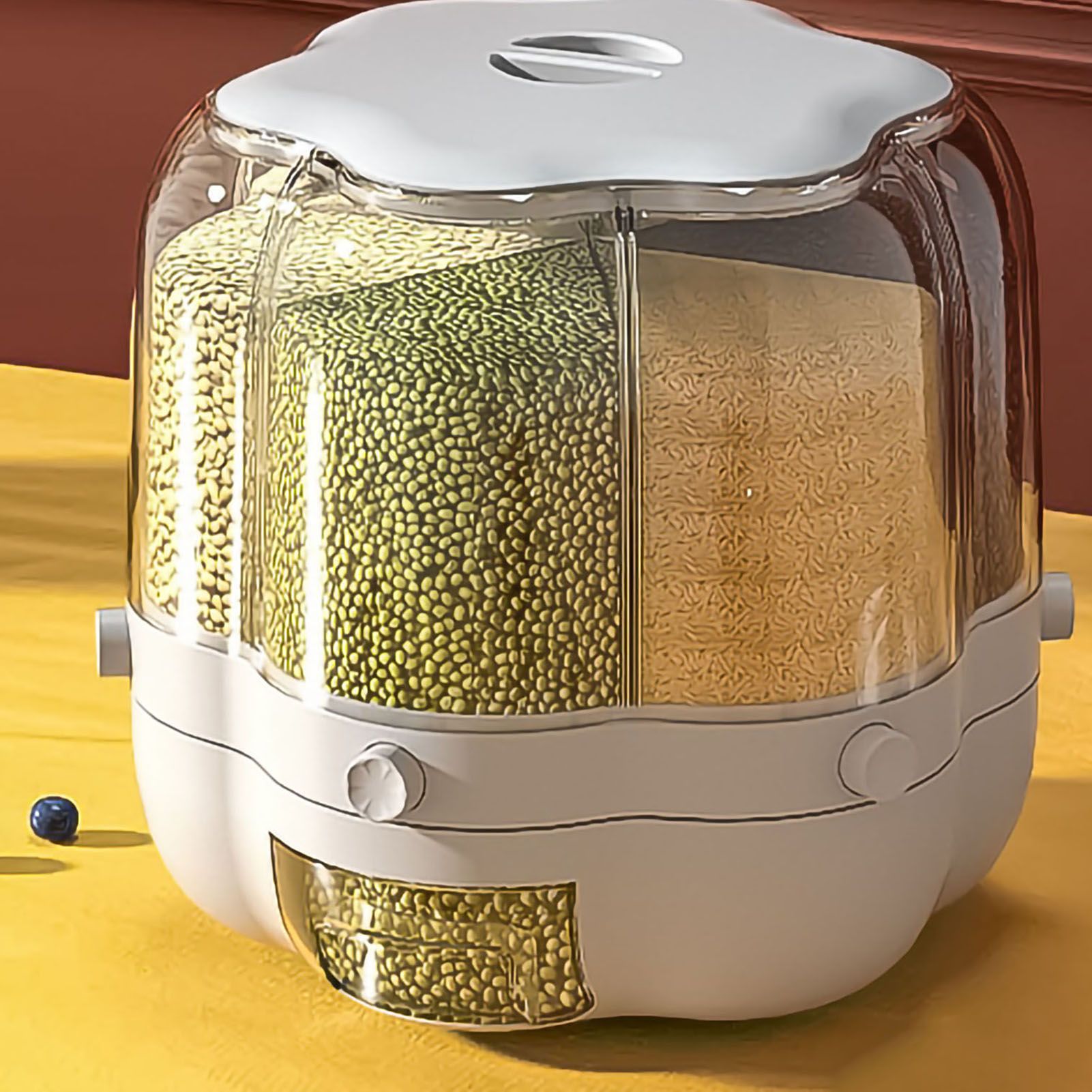 Grains Separate Storage Box Rotating Rice Bucket Food Grade Household Bean view 2