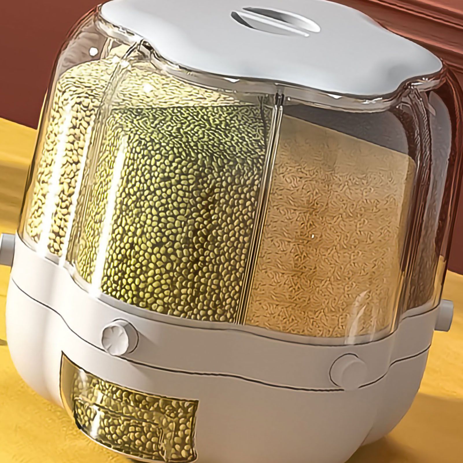 Grains Separate Storage Box Rotating Rice Bucket Food Grade Household Bean view 3