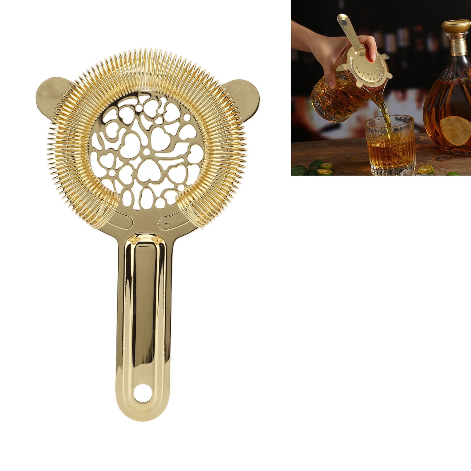 Cocktail Strainer Stainless Steel Gorgeous Glossy Bartending Ice Strainer for view 12
