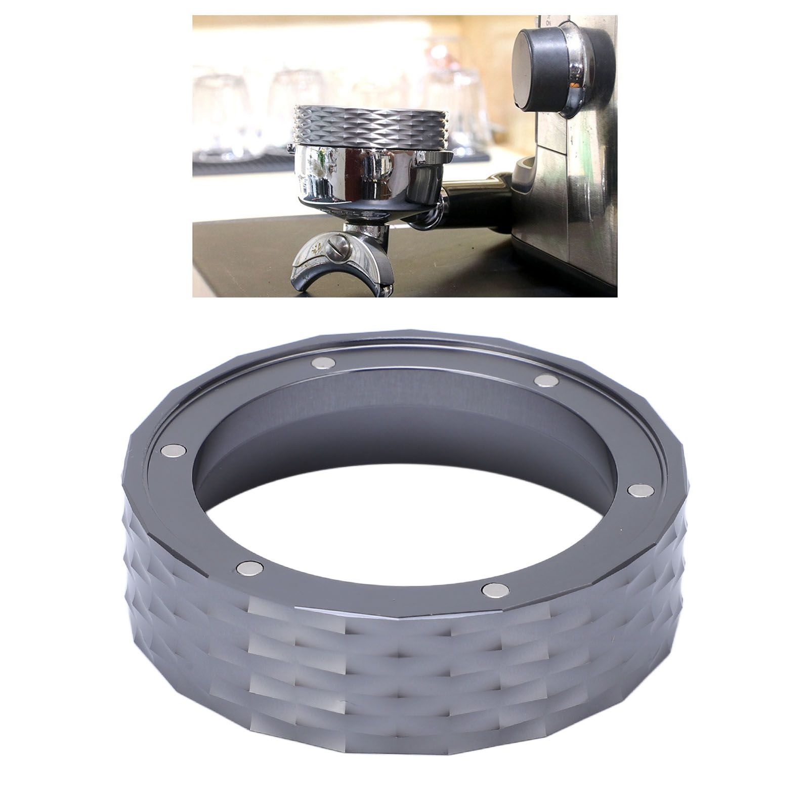 Dosing Funnel Aluminum Alloy Coffee Machine Portafilter Magnetic Coffee Dosing view 12