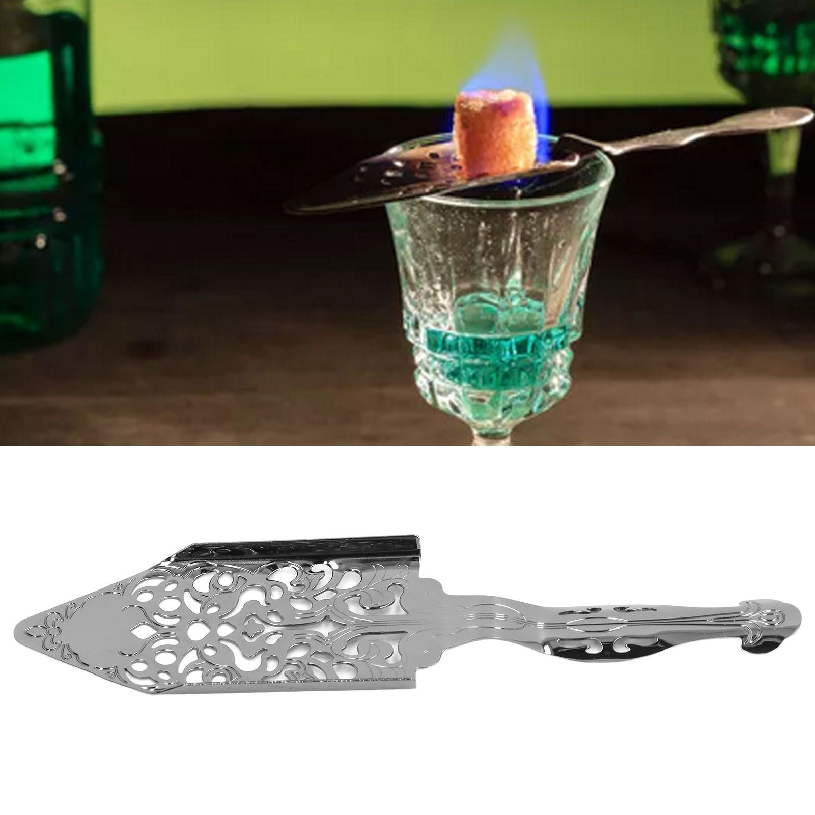 Absinthe Filter Spoon Stainless Steel Hollow Wormwood Cocktail Spoon Sugar view 12