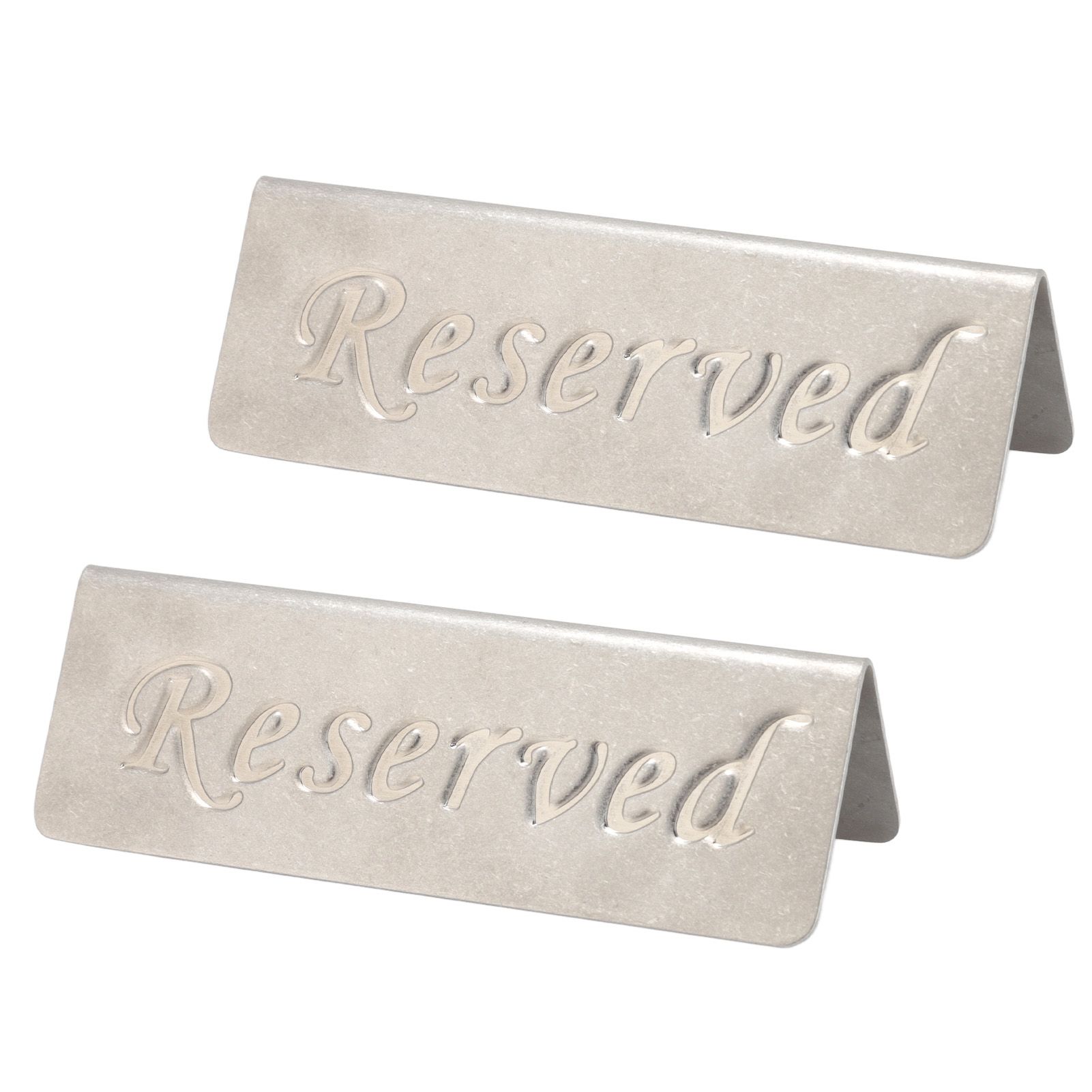 2Pcs Metal Stainless Steel Reserved Sign Double Sided Reserved Table Signs for view 2
