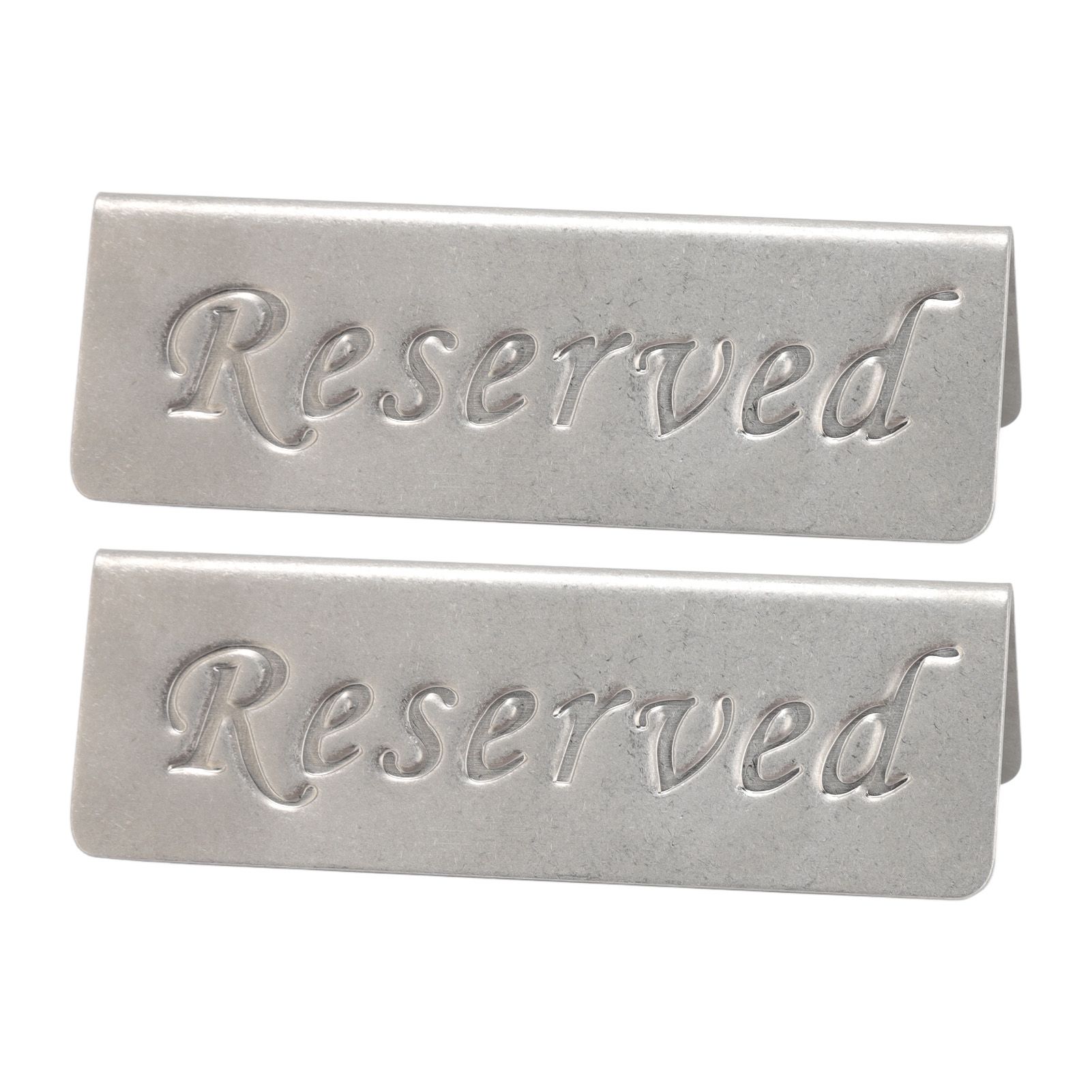 2Pcs Metal Stainless Steel Reserved Sign Double Sided Reserved Table Signs for view 3