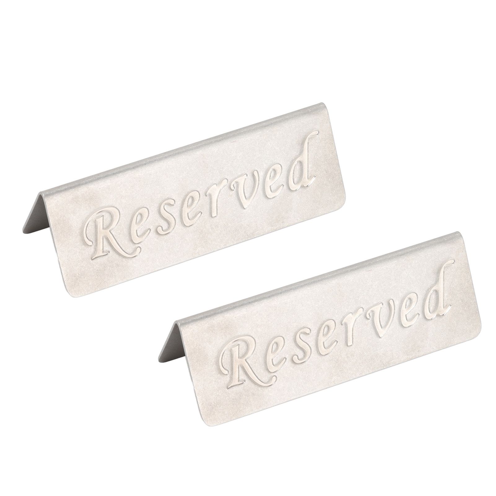 2Pcs Metal Stainless Steel Reserved Sign Double Sided Reserved Table Signs for view 4