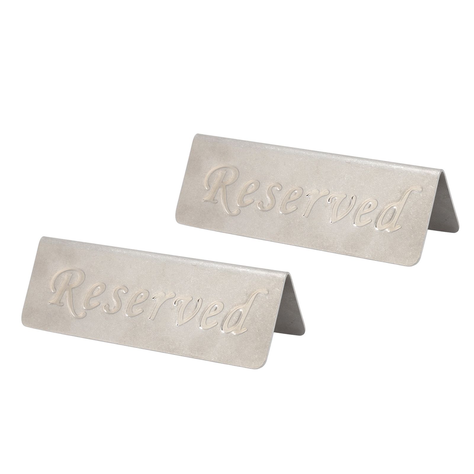2Pcs Metal Stainless Steel Reserved Sign Double Sided Reserved Table Signs for view 5