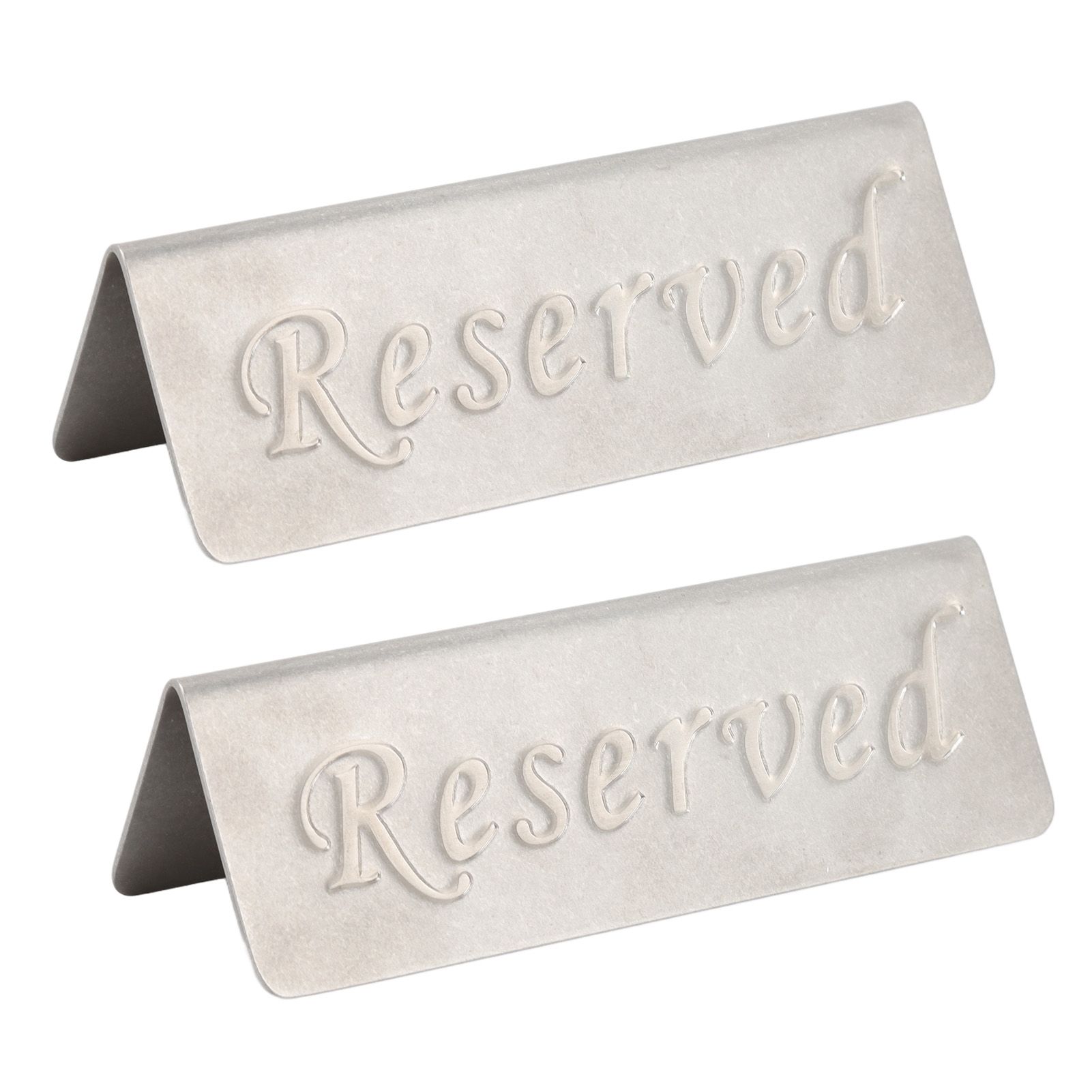 2Pcs Metal Stainless Steel Reserved Sign Double Sided Reserved Table Signs for view 6
