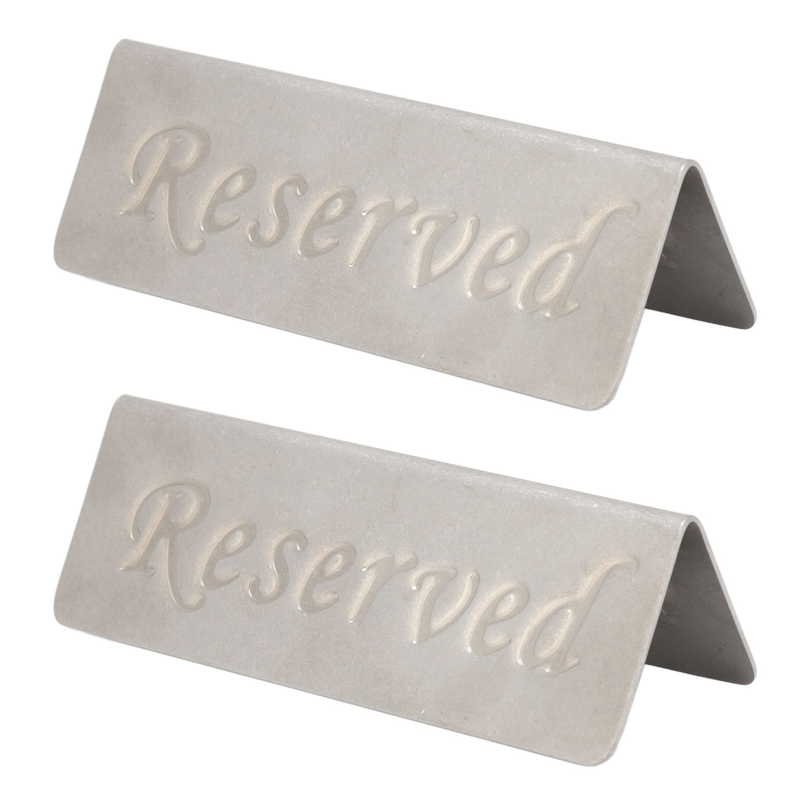 2Pcs Metal Stainless Steel Reserved Sign Double Sided Reserved Table Signs for view 9