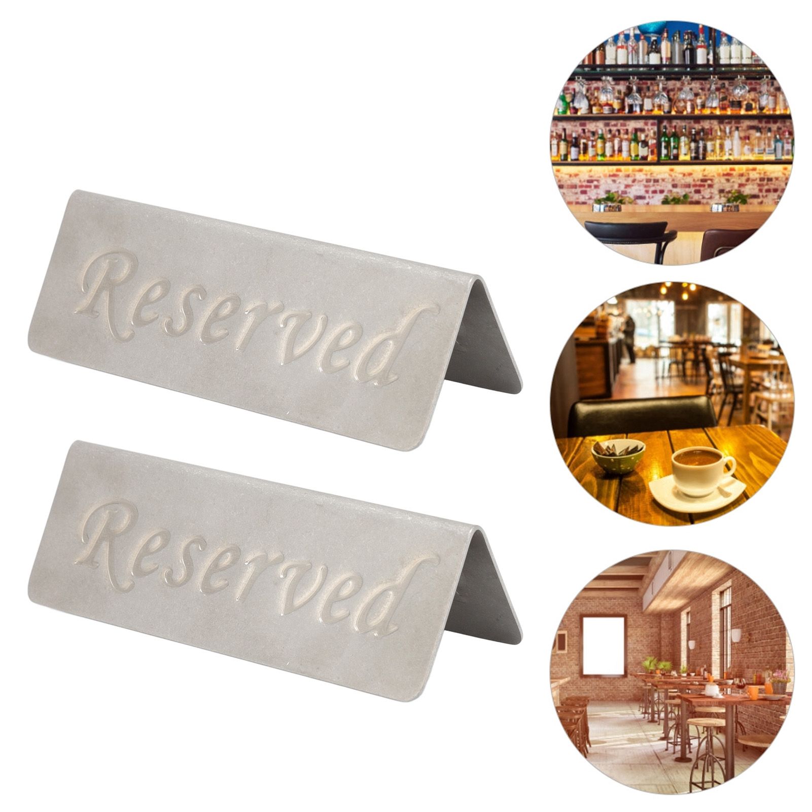 2Pcs Metal Stainless Steel Reserved Sign Double Sided Reserved Table Signs for view 12