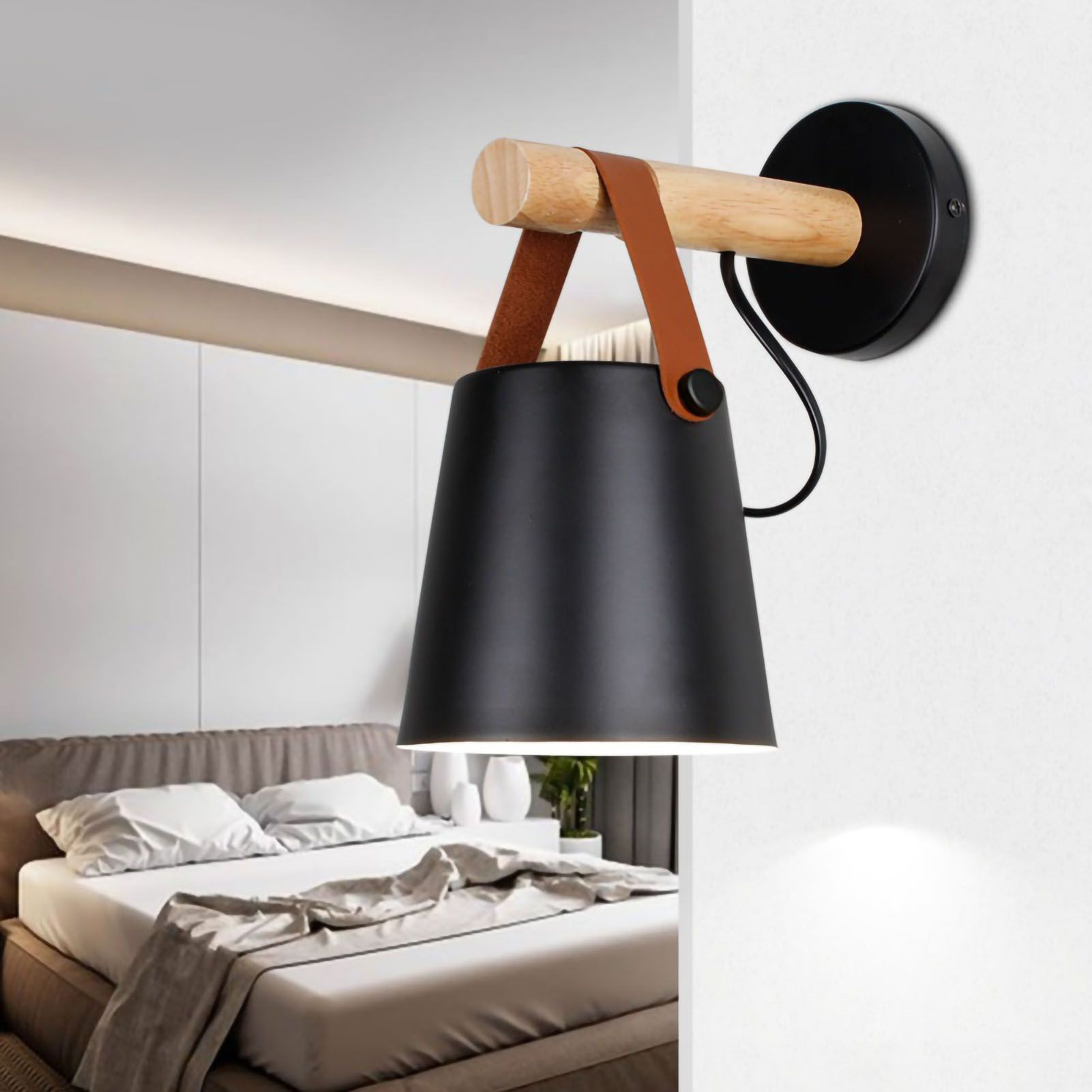 Wall Light Wood Modern Simple Style Night Lamp Home Decoration for Corridor view 5