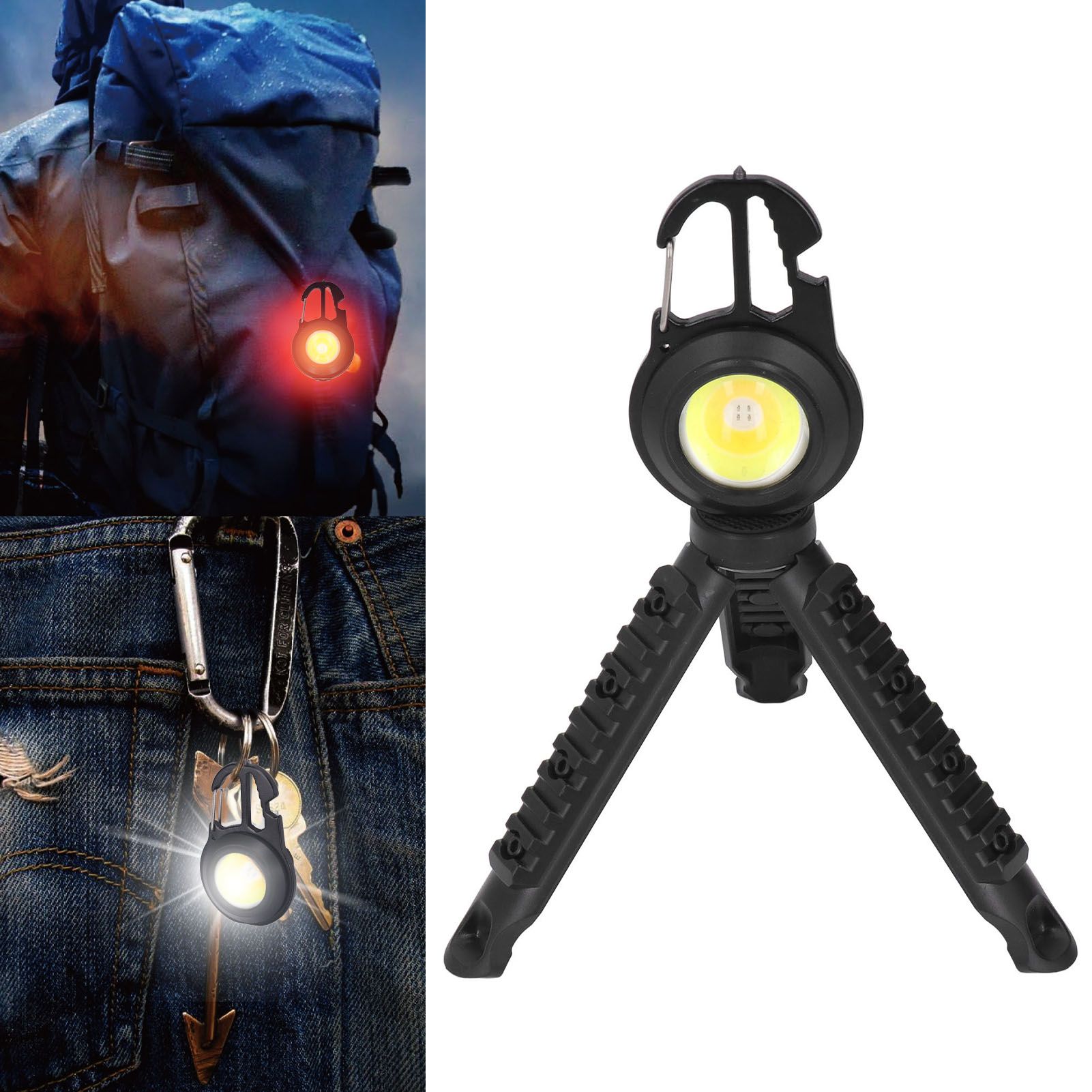 COB Small Flashlights 3 Light Modes Rechargeable Multifunctional Black view 12