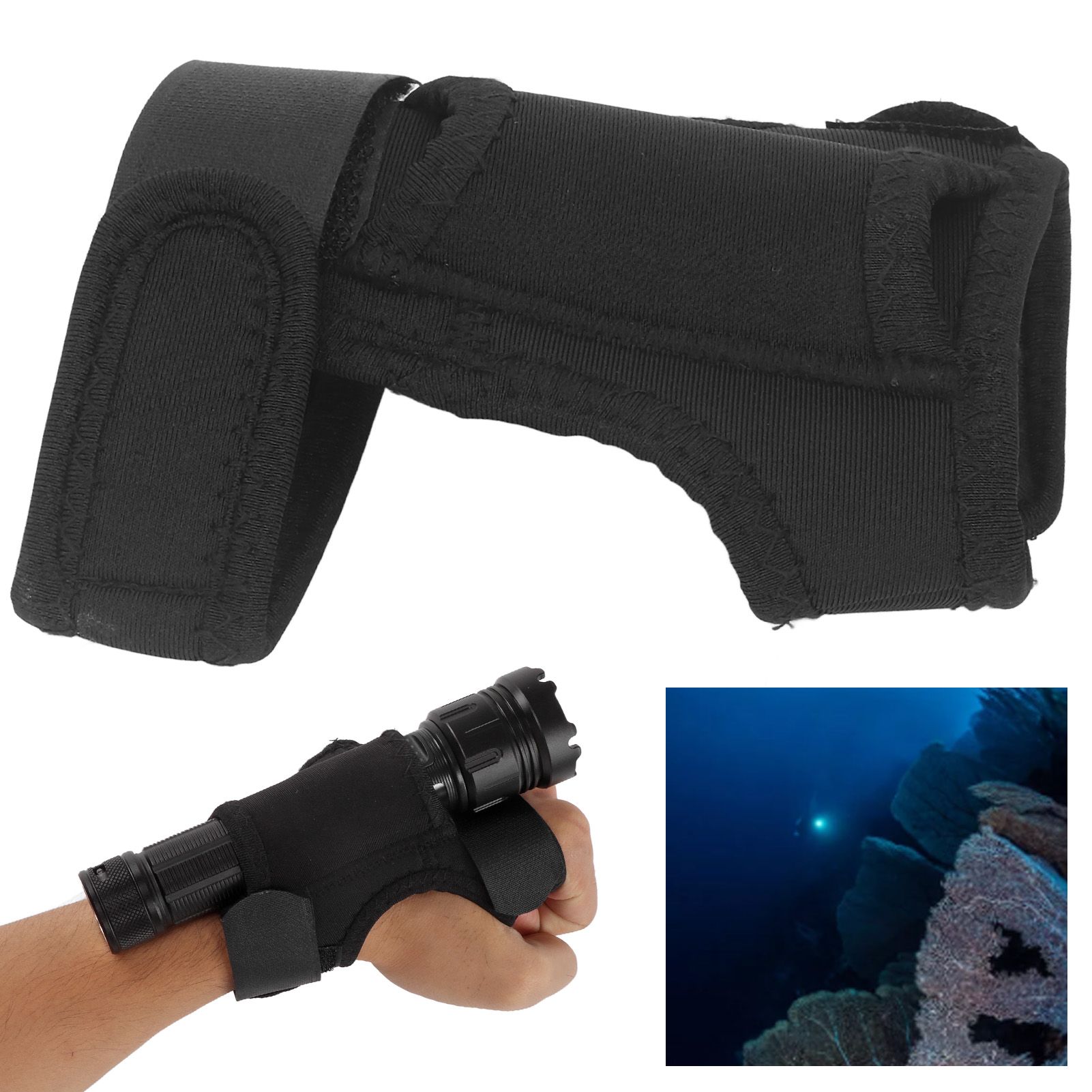 Wrist Flashlight Holster Thickened Nylon Sturdy Hands Free Diving Torch Arm view 11
